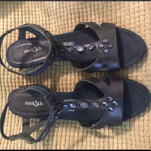 Blue dressy wedge sandals from East 5th